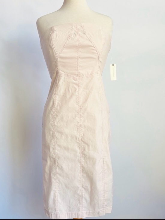NWT Anthropologie Strapless Side-Slit Magic Fabric in Light Pink Dress, S